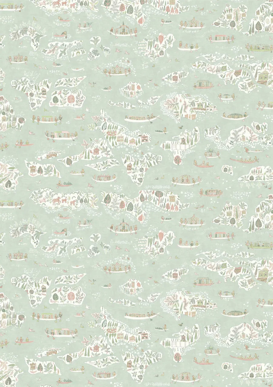 Lewis & Wood Regatta Pistachio Rose Made to Measure Curtains – full width