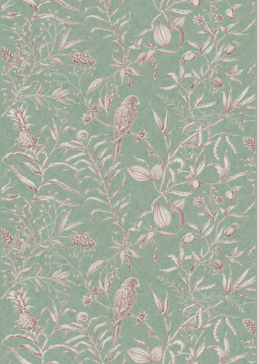 Lewis & Wood Squawk Chocolate Mint Made to Measure Curtains – full width