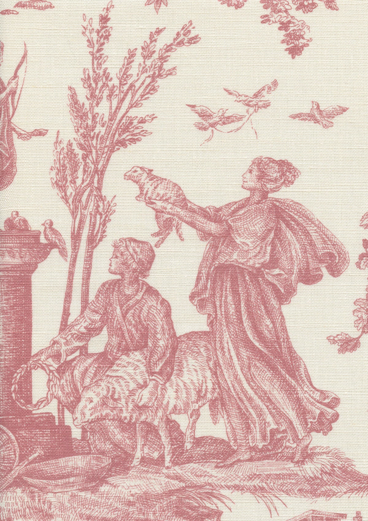 Lewis & Wood Toile Baptiste Cerise Made to Measure Curtains – fabric detail