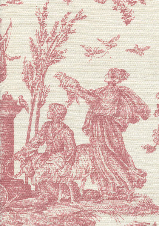 Lewis & Wood Toile Baptiste Cerise Made to Measure Curtains – fabric detail