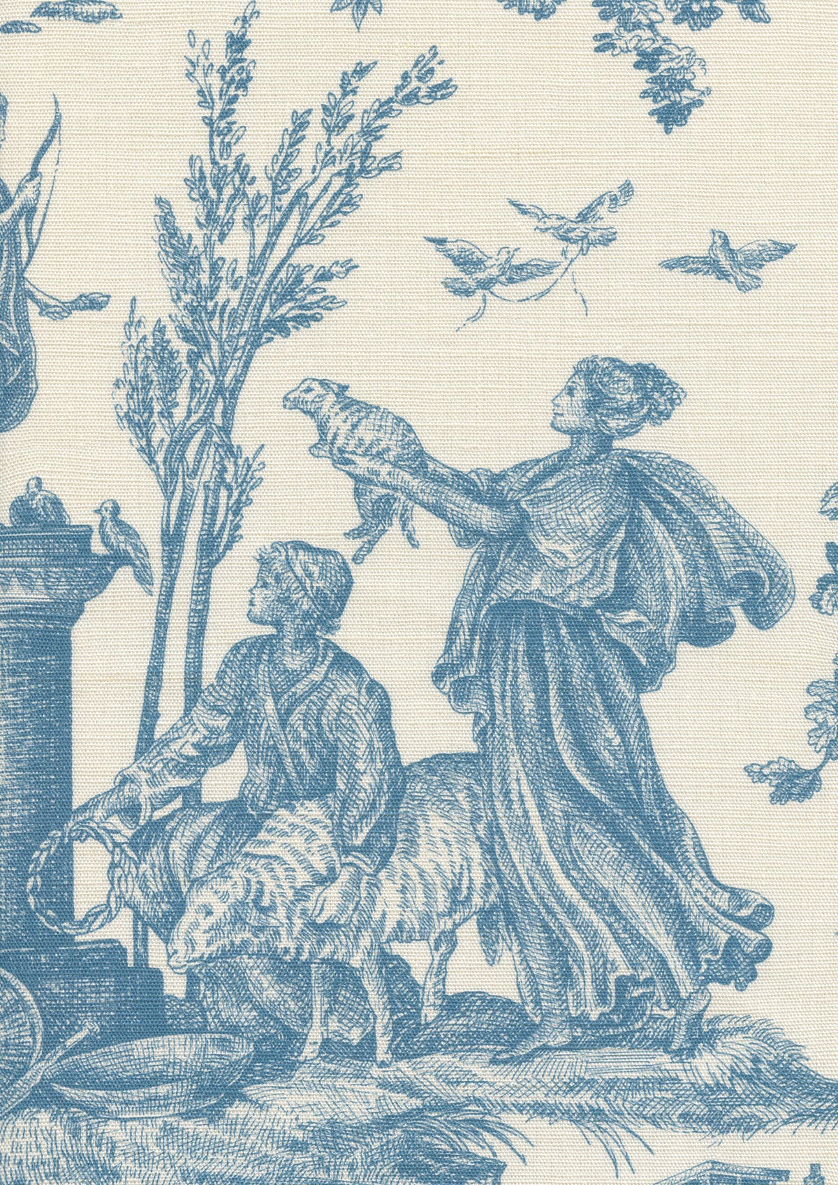 Lewis & Wood Toile Baptiste Ciel Made to Measure Curtains – fabric detail