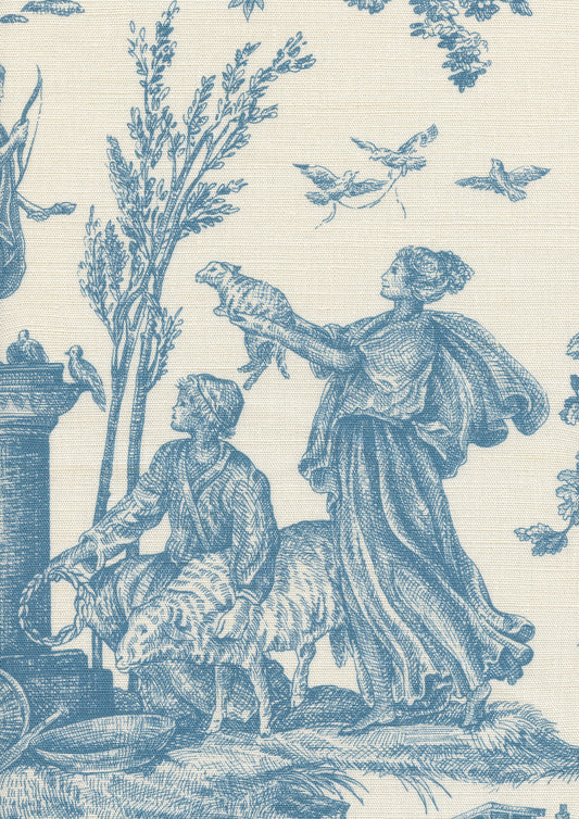 Lewis & Wood Toile Baptiste Ciel Made to Measure Curtains – fabric detail
