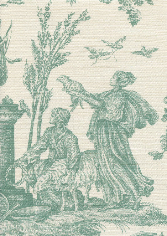 Lewis & Wood Toile Baptiste Jade Made to Measure Roman Blinds – fabric detail