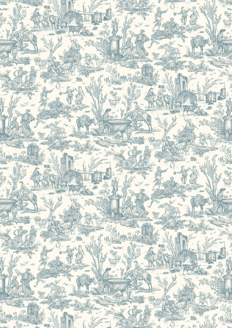 Lewis & Wood Toile Baptiste Celeste Made to Measure Roman Blinds – full width