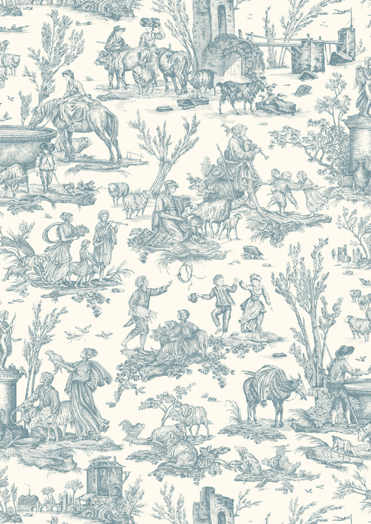 Lewis & Wood Toile Baptiste Celeste Made to Measure Curtains – close-up