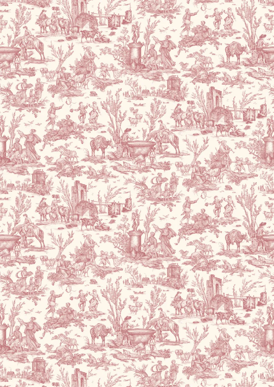 Lewis & Wood Toile Baptiste Cerise Made to Measure Roman Blinds – full width