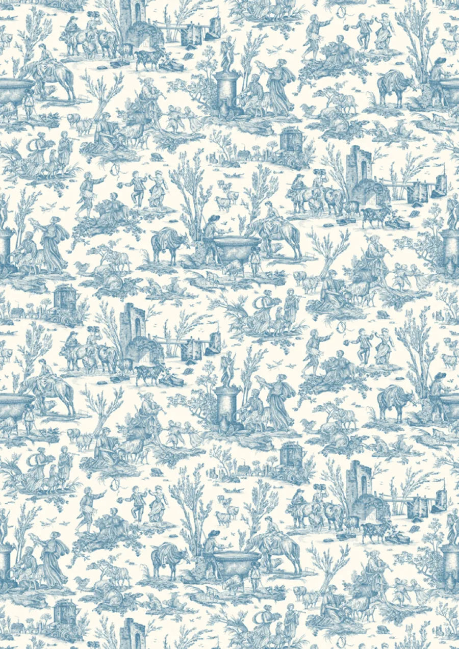 Lewis & Wood Toile Baptiste Ciel Made to Measure Curtains – full width