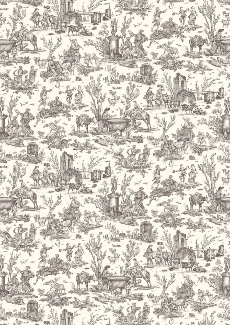 Lewis & Wood Toile Baptiste Douce Noir Made to Measure Curtains – full width