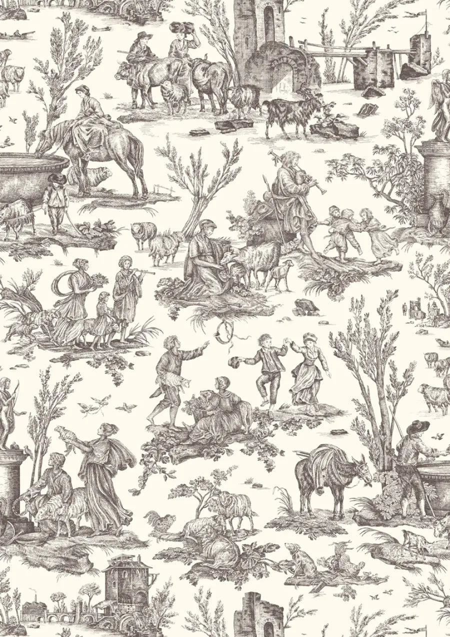 Lewis & Wood Toile Baptiste Douce Noir Made to Measure Curtains – close-up