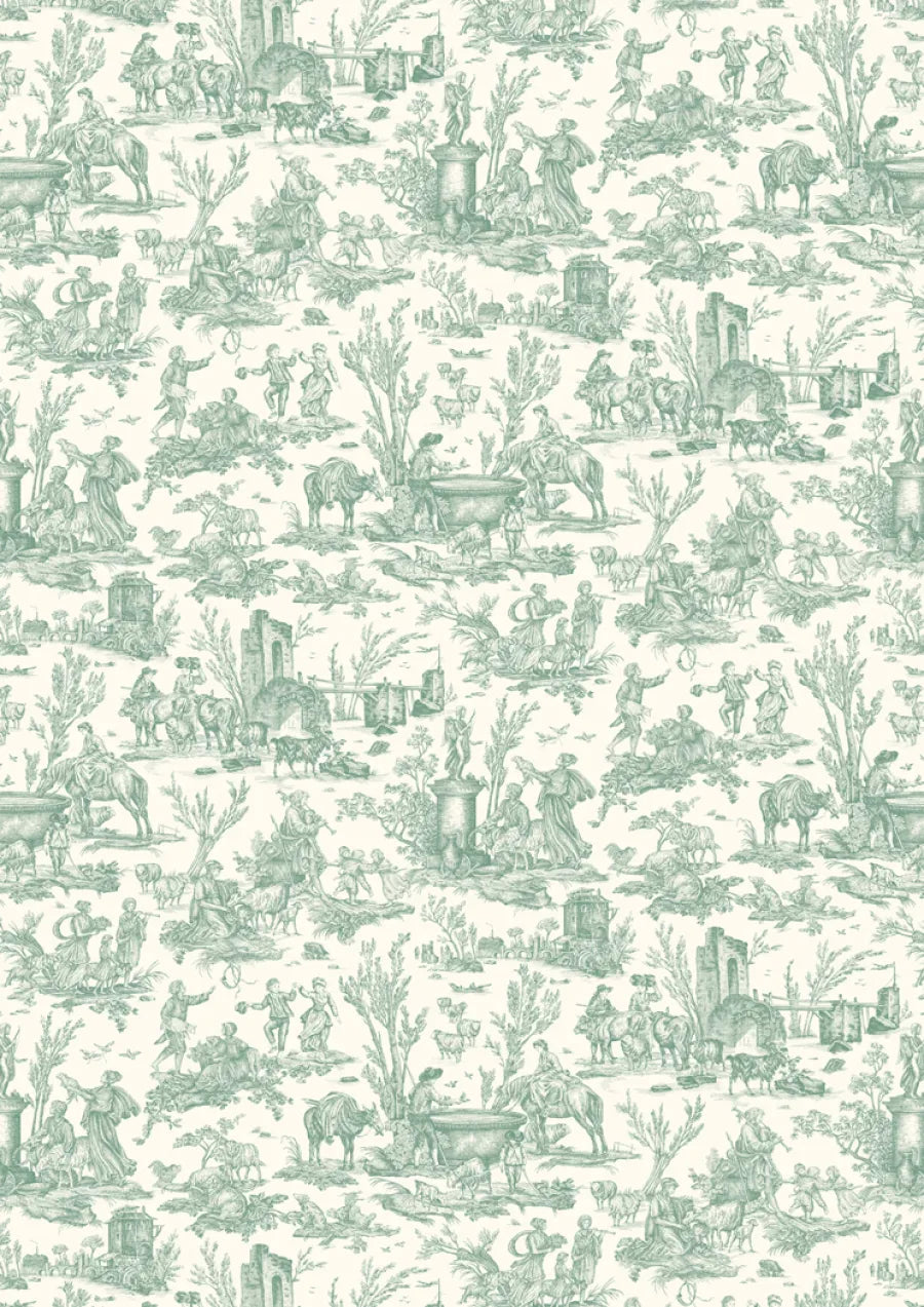 Lewis & Wood Toile Baptiste Jade Made to Measure Roman Blinds – full width