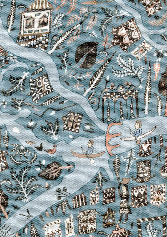 Lewis & Wood Utopia Blue Almond Made to Measure Roman Blinds – fabric detail