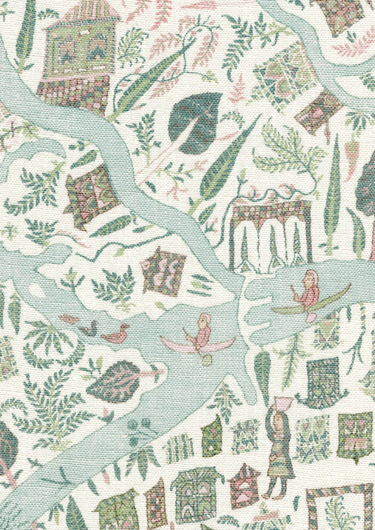 Lewis & Wood Utopia Pistachio Rose Made to Measure Curtains – fabric detail