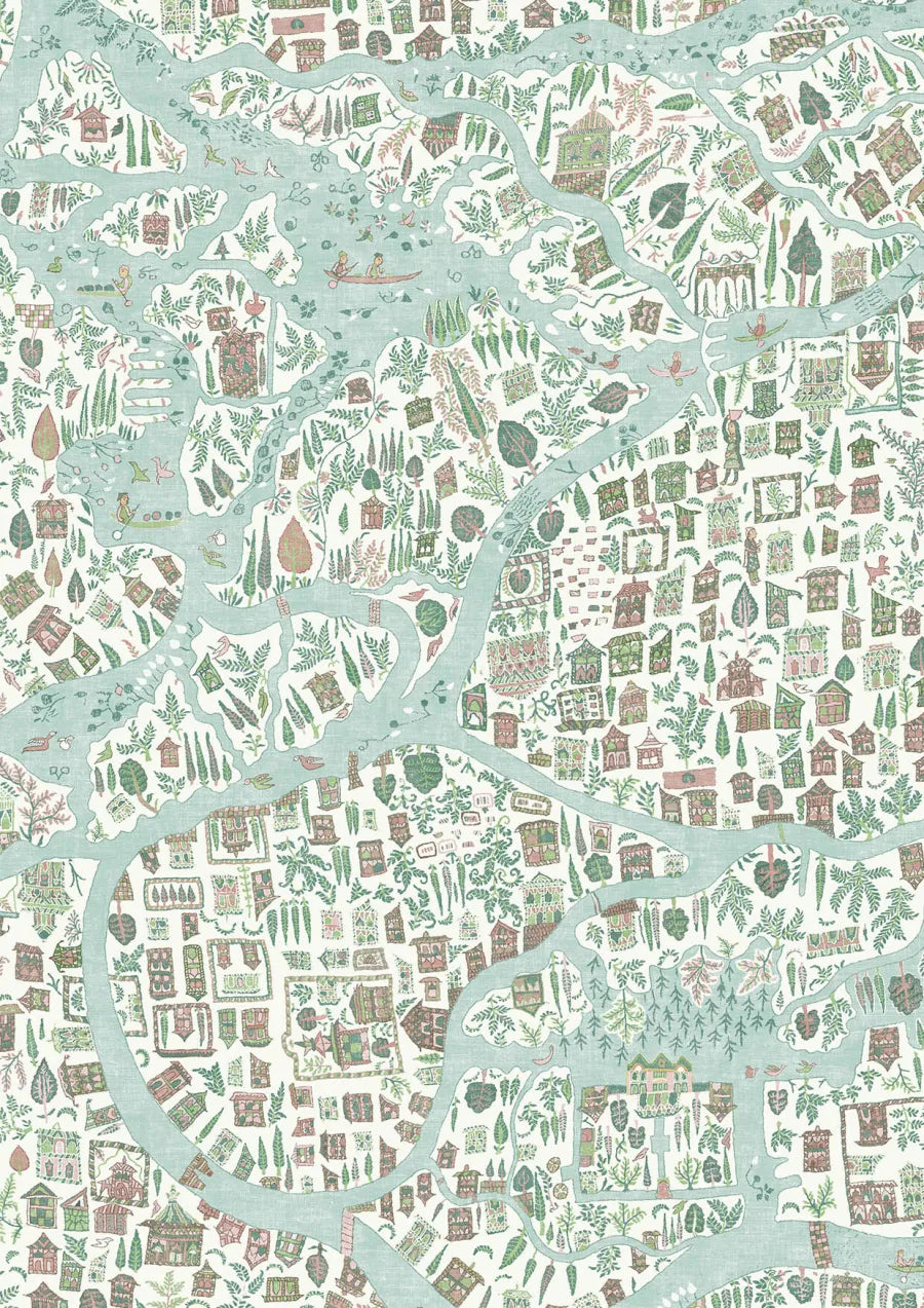 Lewis & Wood Utopia Pistachio Rose Made to Measure Curtains – close-up