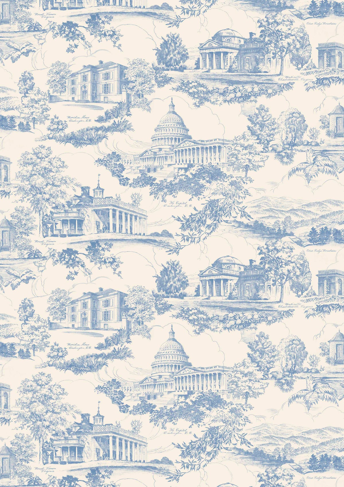 Lewis & Wood Washington Toile Blue Ridge Made to Measure Curtains – full width