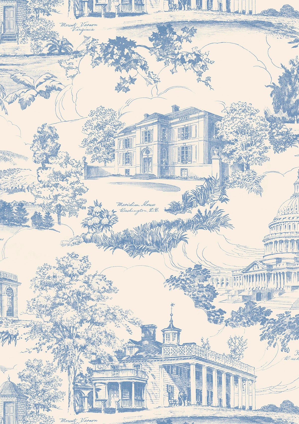 Lewis & Wood Washington Toile Blue Ridge Made to Measure Curtains – close-up