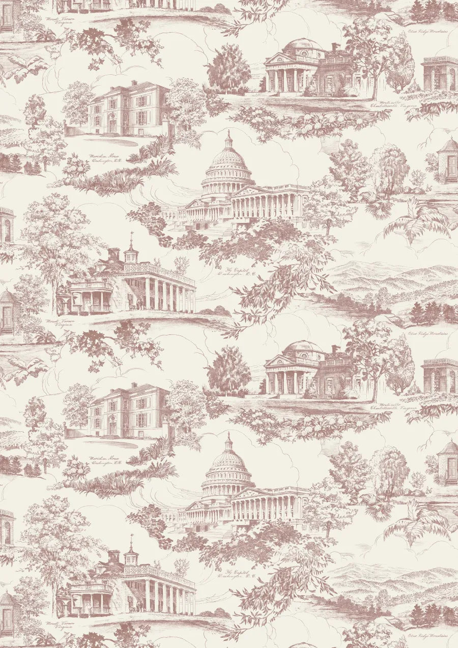 Lewis & Wood Washington Toile Cherry Blossom Made to Measure Curtains – full width