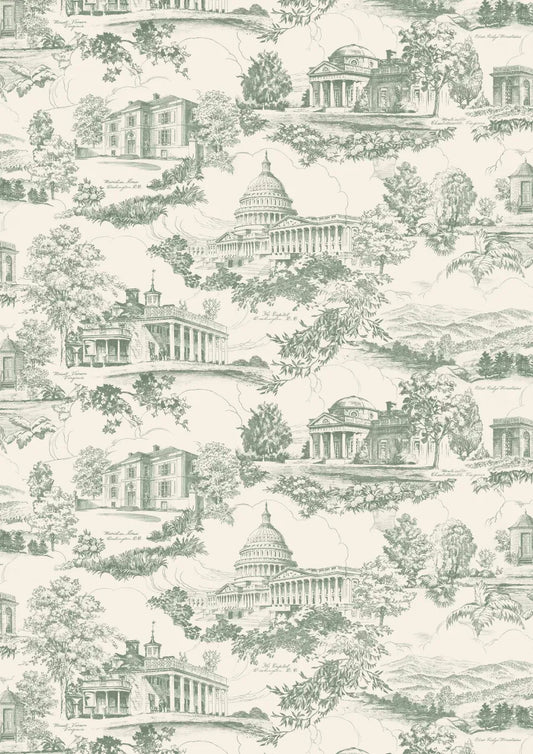 Lewis & Wood Washington Toile Lincoln Green Made to Measure Roman Blinds – full width