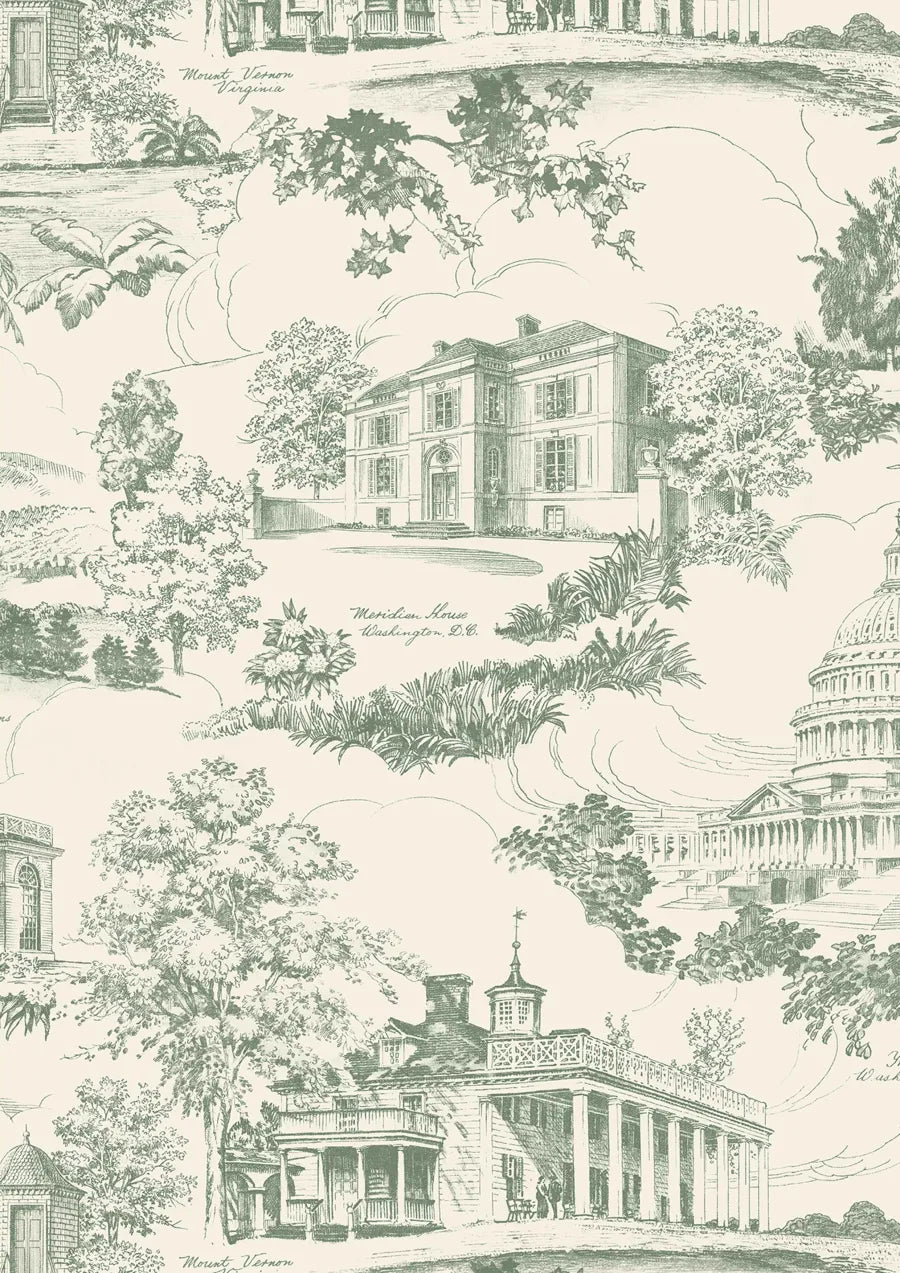 Lewis & Wood Washington Toile Lincoln Green Made to Measure Curtains – close-up