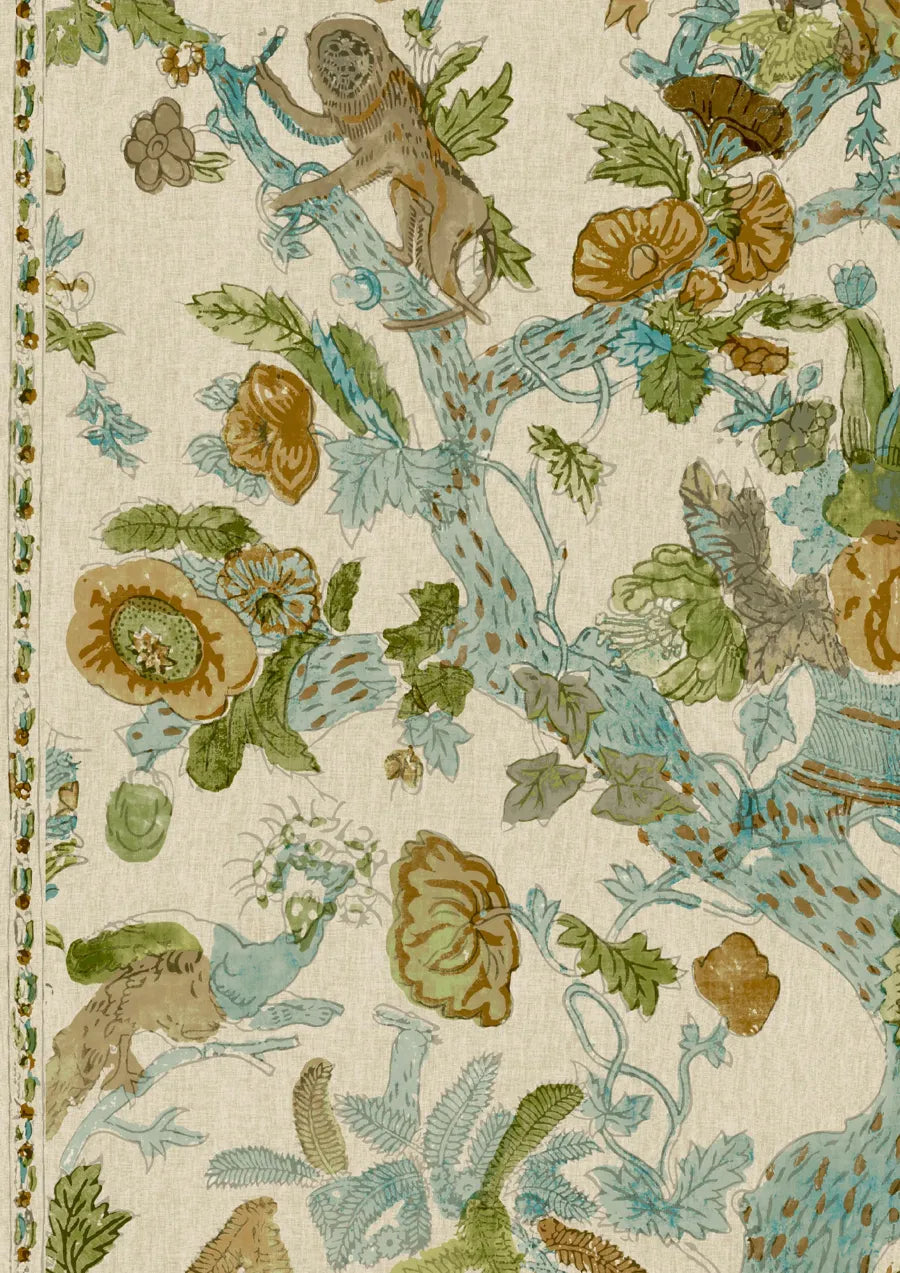 Lewis & Wood Wild Thing Ginger Kiwi Made to Measure Curtains – close-up