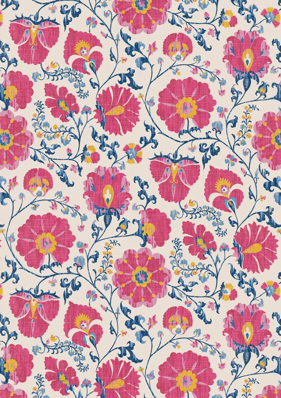 Lewis & Wood Zarafshan Cyclamen Blue Made to Measure Roman Blinds – close-up