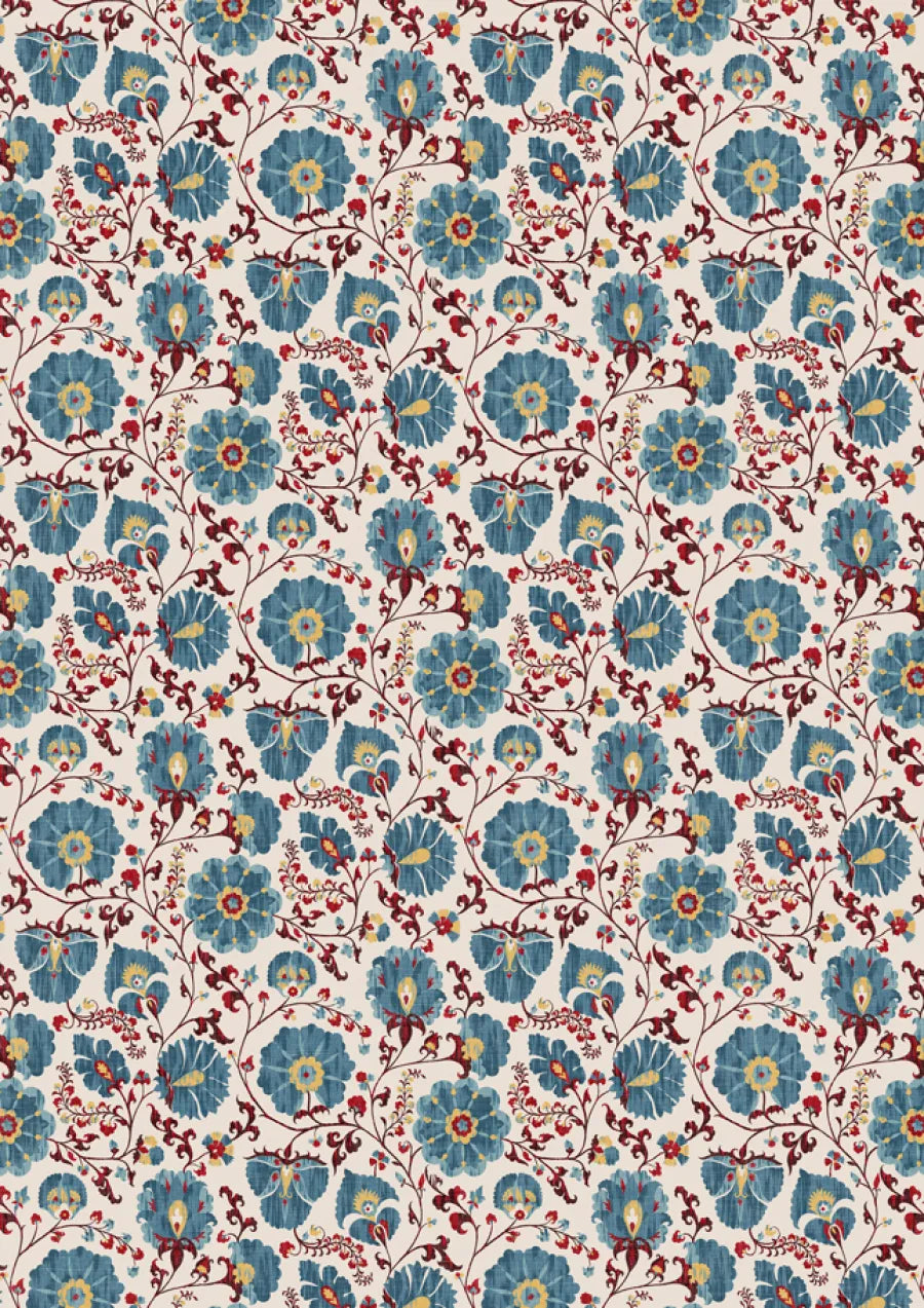 Lewis & Wood Zarafshan Indigo Cranberry Made to Measure Curtains – full width