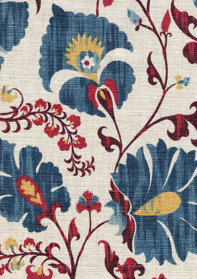 Lewis & Wood Zarafshan Indigo Cranberry Made to Measure Curtains – fabric detail