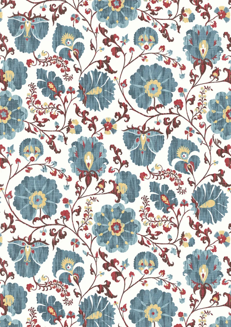 Lewis & Wood Zarafshan LG Indigo Cranberry Made to Measure Roman Blinds – close-up