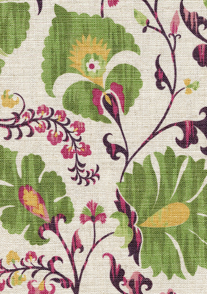 Lewis & Wood Zarafshan Lime Damson Made to Measure Roman Blinds – fabric detail