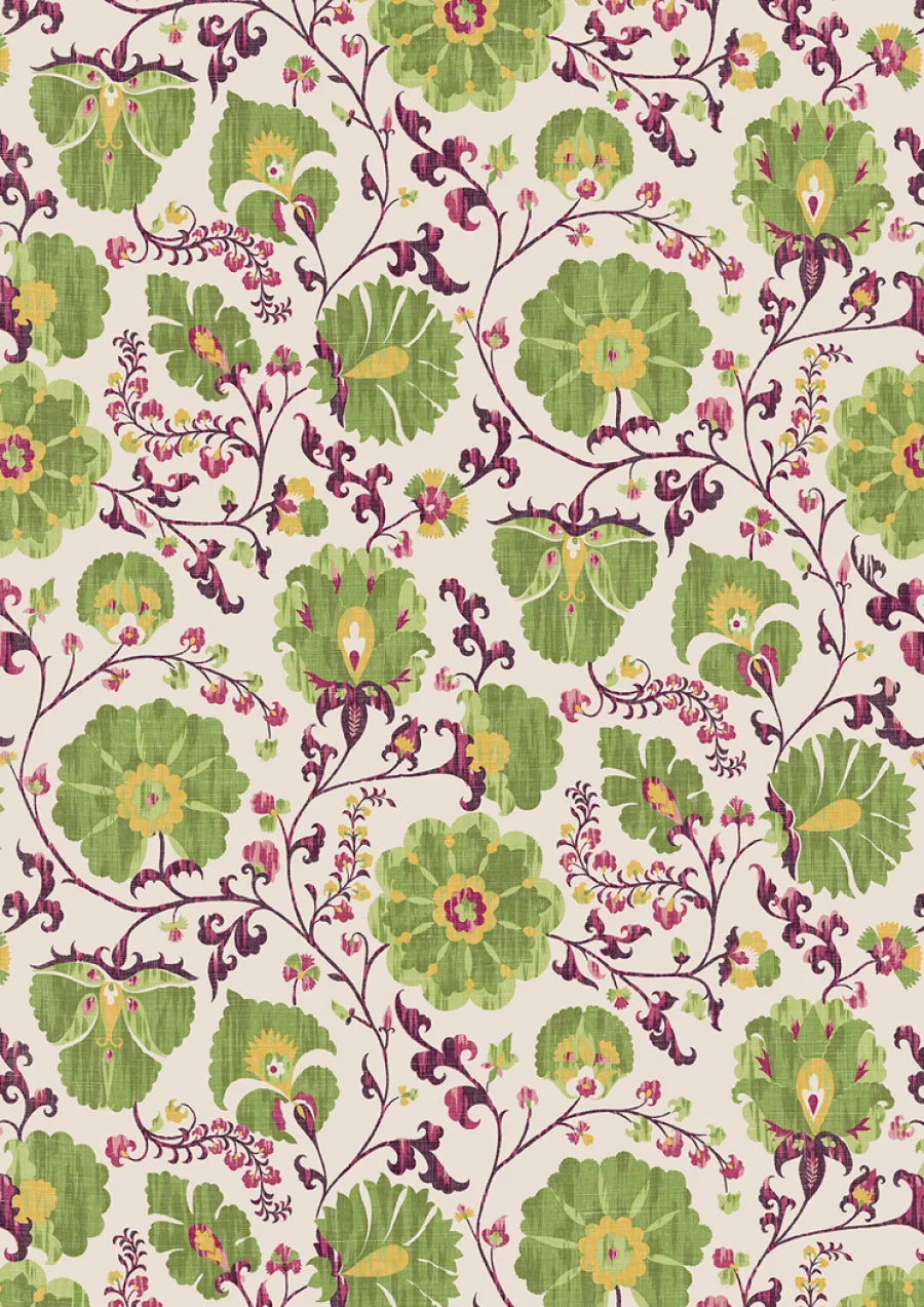 Lewis & Wood Zarafshan Lime Damson Made to Measure Roman Blinds – close-up