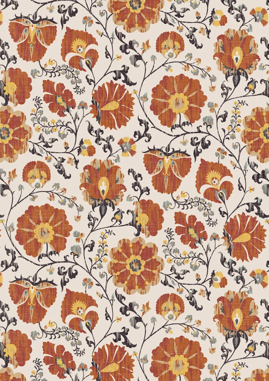 Lewis & Wood Zarafshan Rust Slate Made to Measure Curtains – close-up