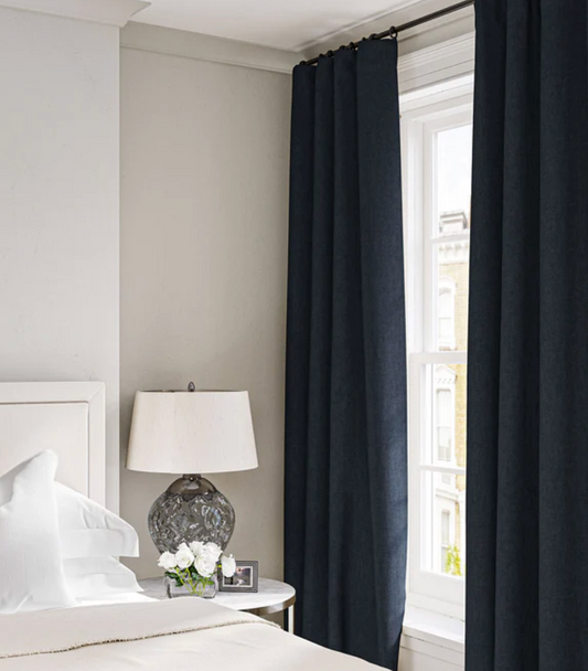 Cooshy Midnight Blue Linen Softie 100% Linen Fabric curtains