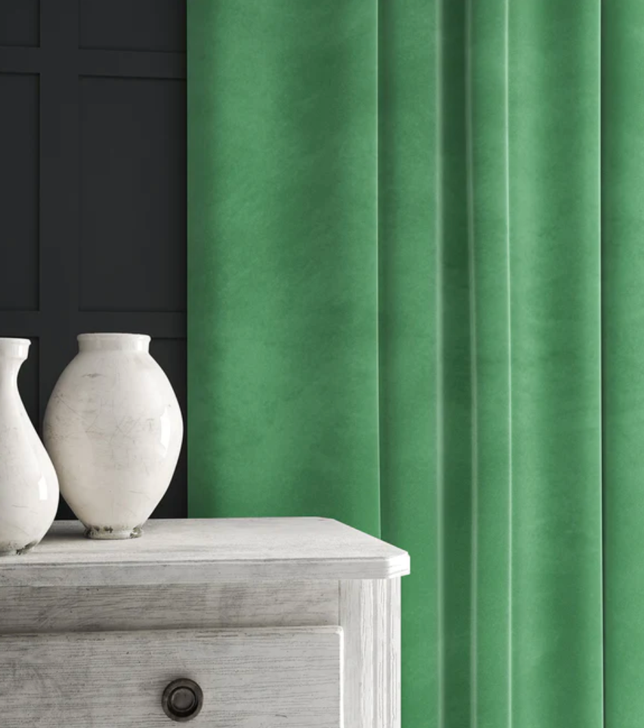 Mint - Omega iii Velvet by Linwood - Fabric, Curtains, Roman Blinds 