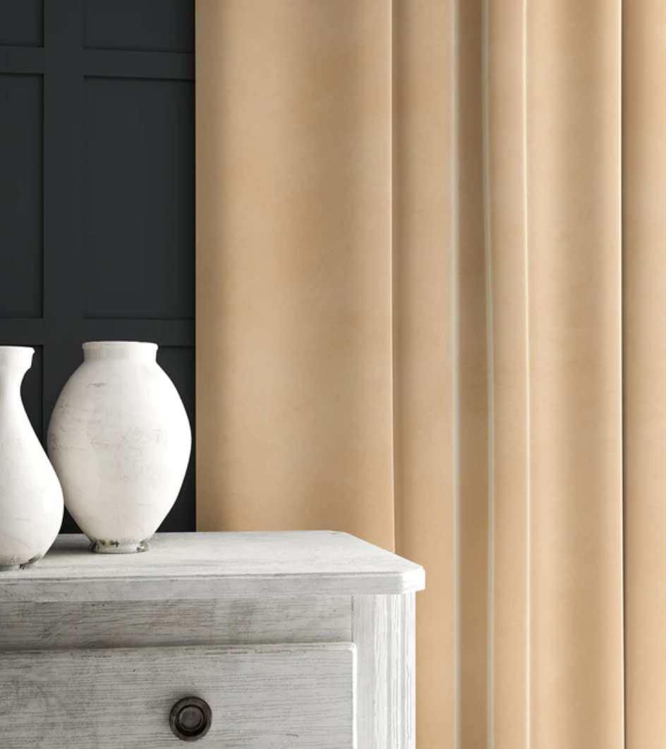 Pale Apricot - Omega iii Velvet by Linwood - Fabric, Curtains, Roman Blinds 