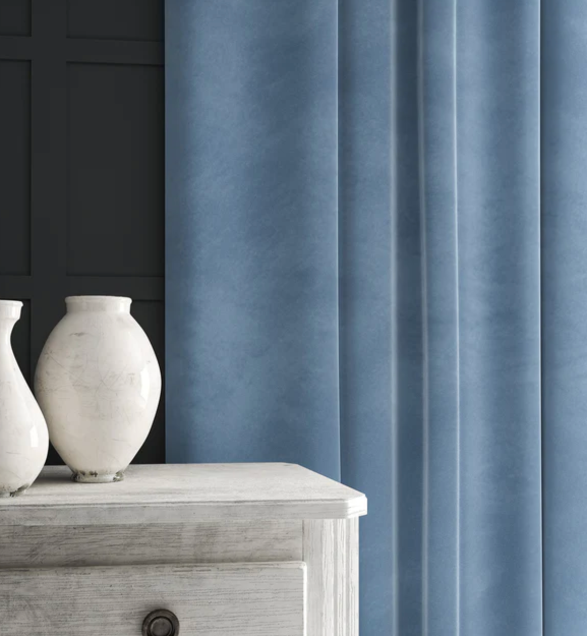 Summer Sky - Omega iii Velvet by Linwood - Fabric, Curtains, Roman Blinds