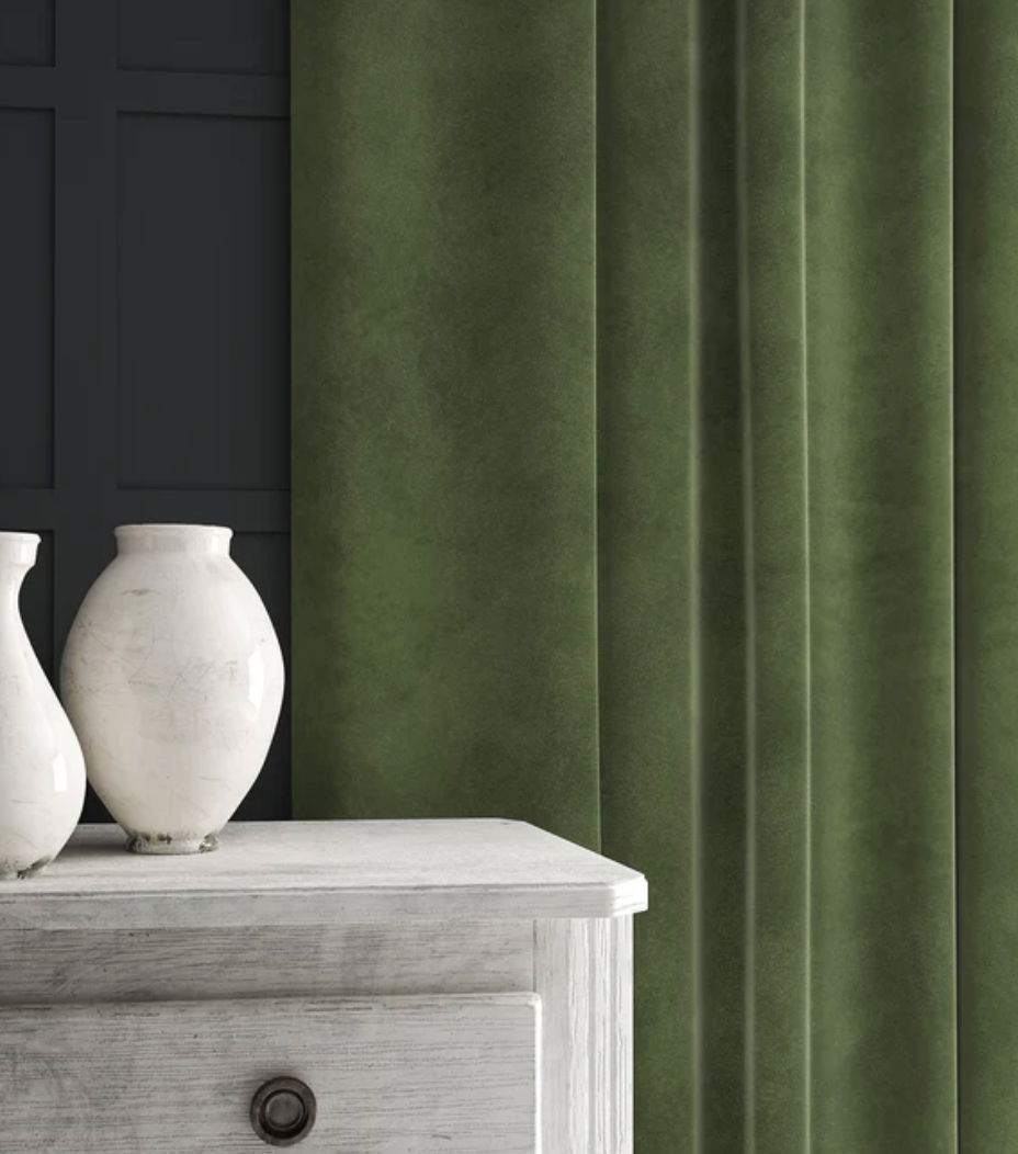 Winter Moss - Omega iii Velvet by Linwood - Fabric, Curtains, Roman Blinds 