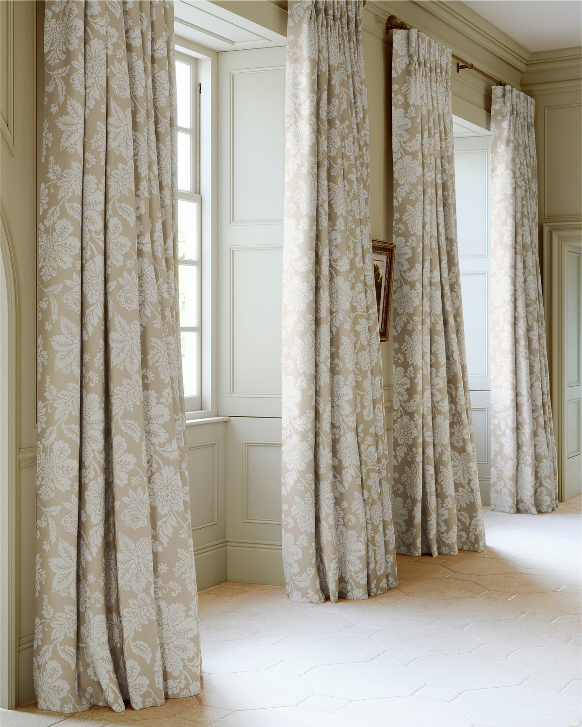 James Hare Cartouche Jacobean Damask Mineral Made to Measure Roman Blinds