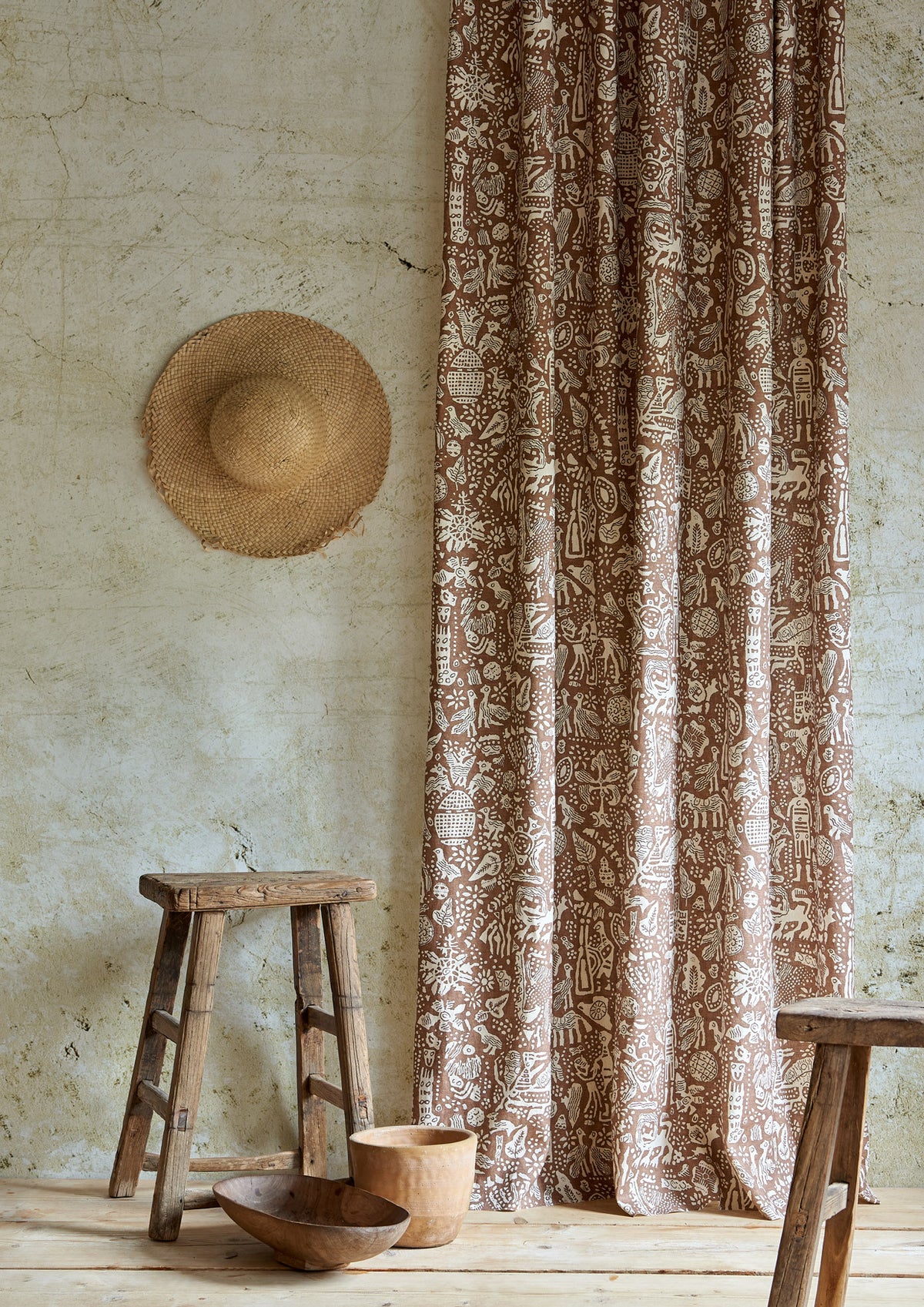 Lewis & Wood Minna Maze Ginger Made to Measure Curtains – lifestyle photograph