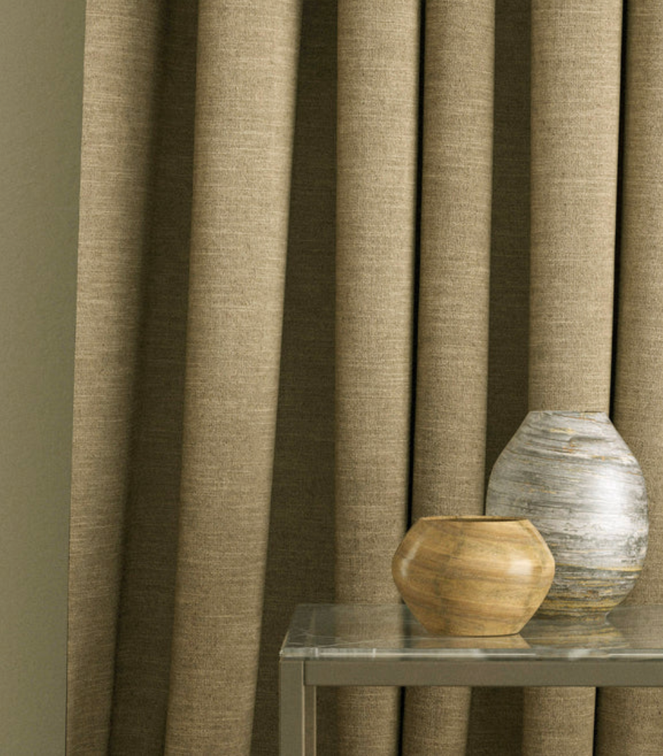 Oatmeal - Luna by Linwood 100% Linen - Fabric, Curtains, Roman Blinds drape