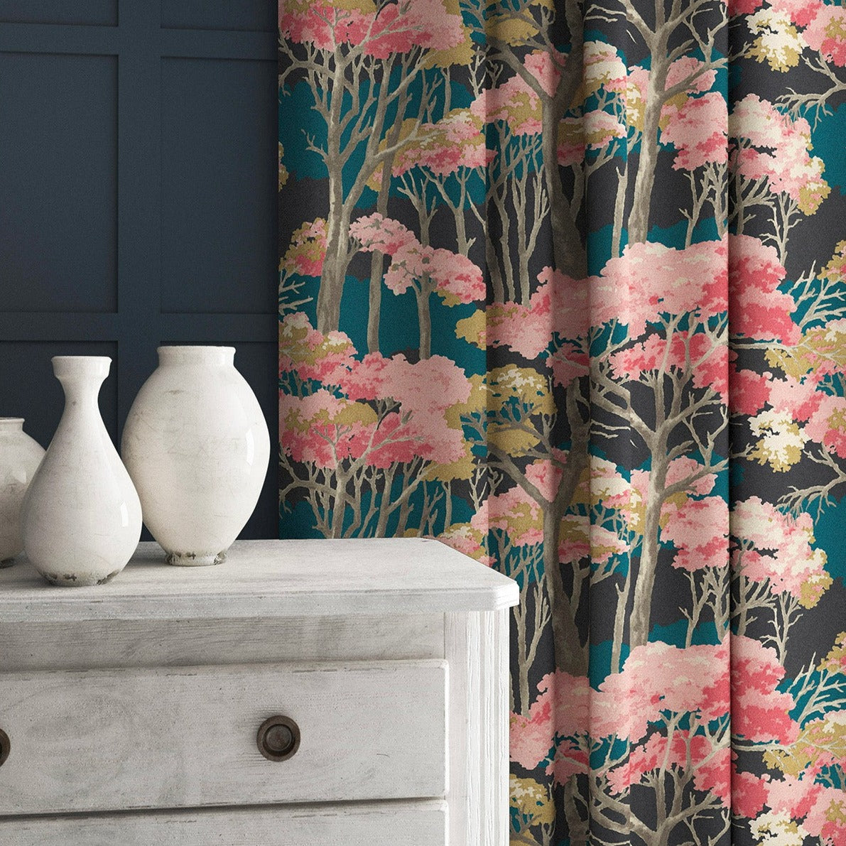 Linwood Arboreal Cerise FR Made to Measure Curtains
