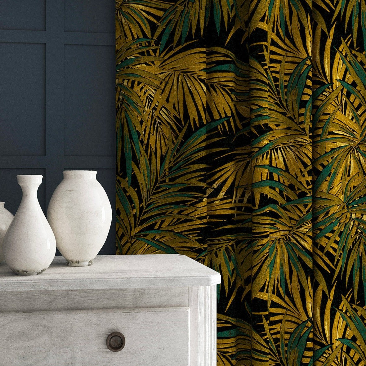 Linwood Butterfly Palm Maize FR Made to Measure Curtains