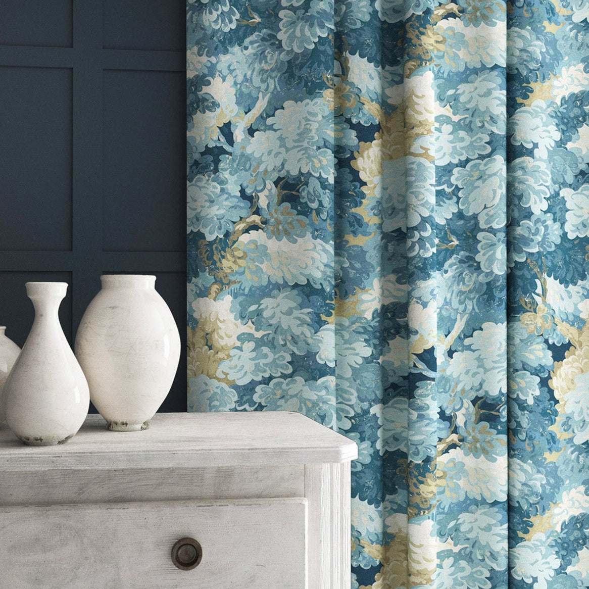 Linwood English Oak Cornflower FR Made to Measure Curtains