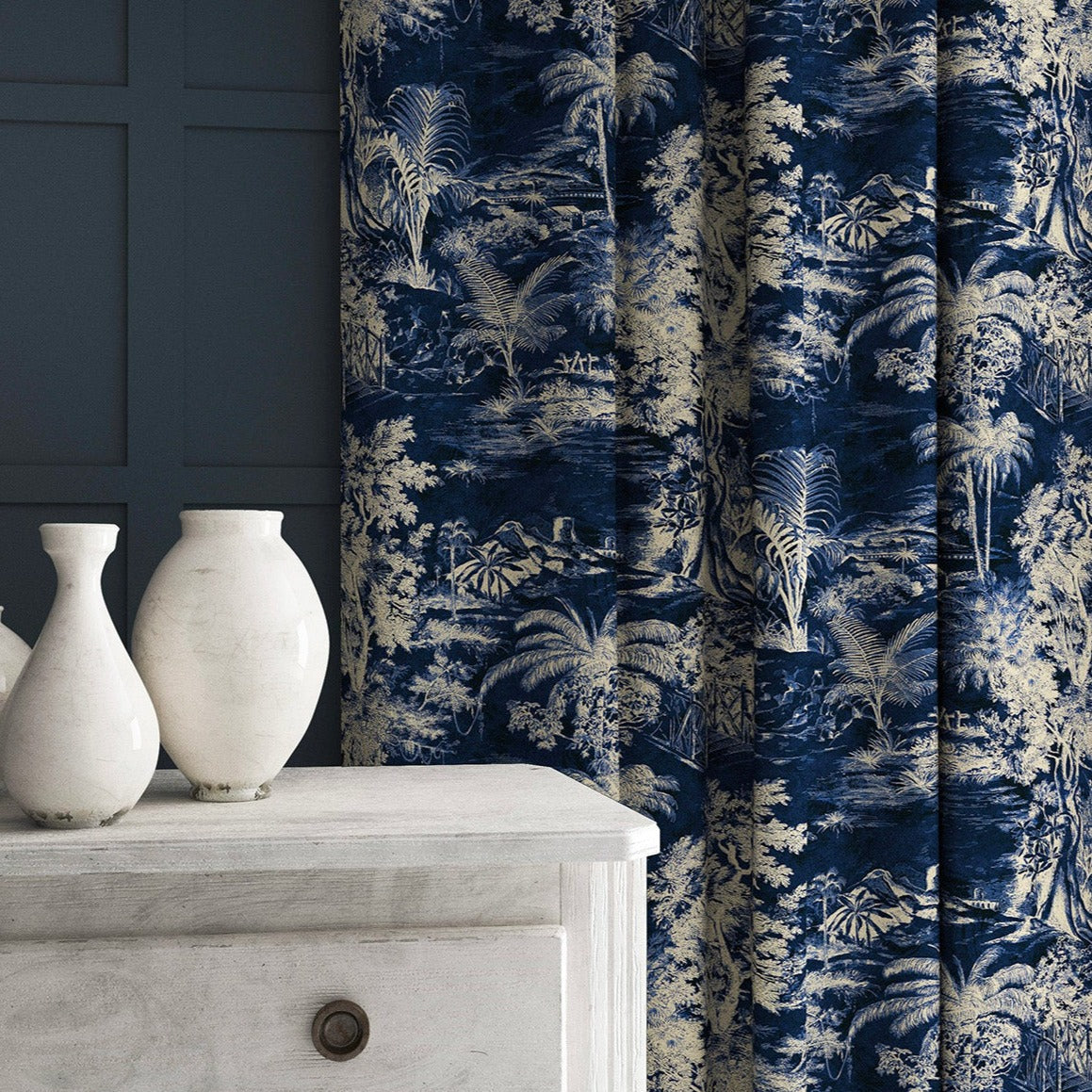 Linwood Heat of the Night Indigo FR Made to Measure Curtains