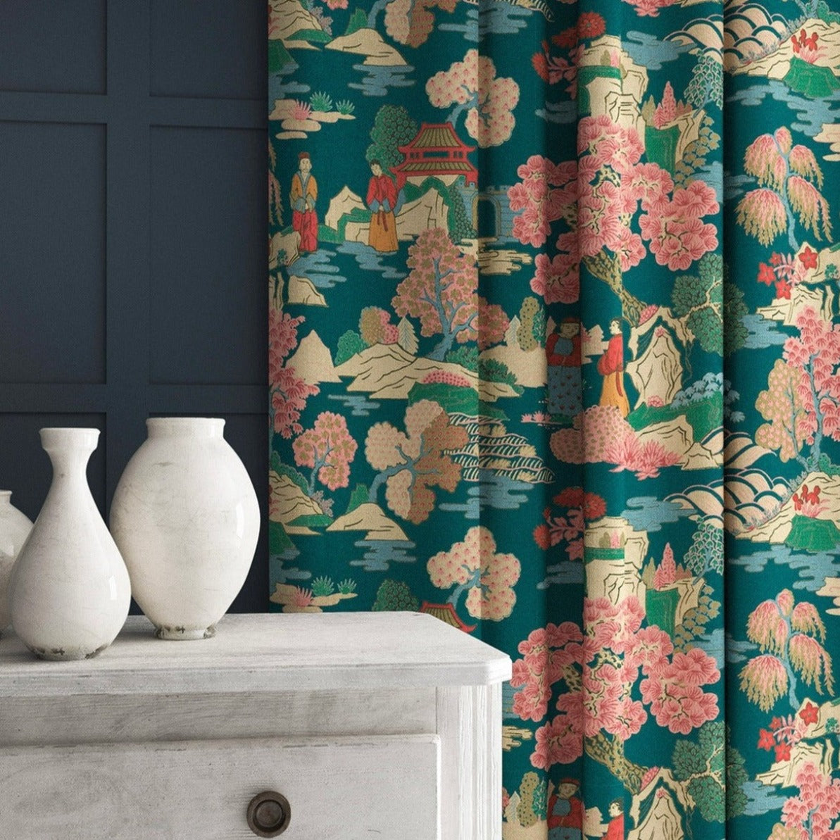 Linwood Japanese Garden Blossom FR Made to Measure Curtains