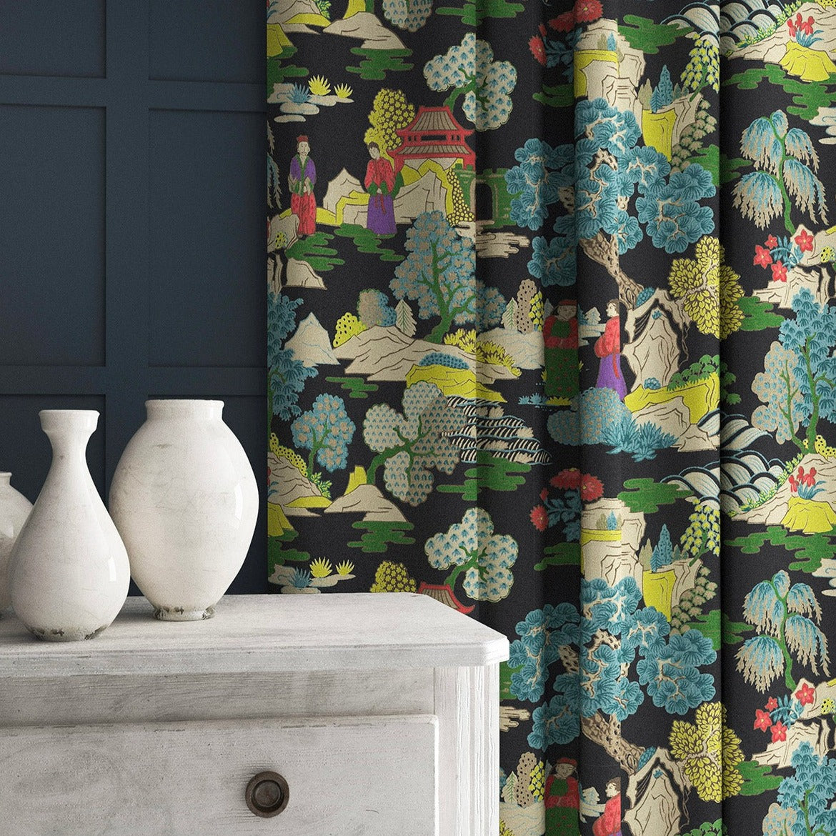 Linwood Japanese Garden Dayglow FR Made to Measure Curtains