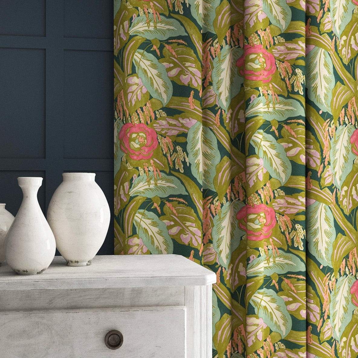 Linwood Les Fauves Olive FR Made to Measure Curtains