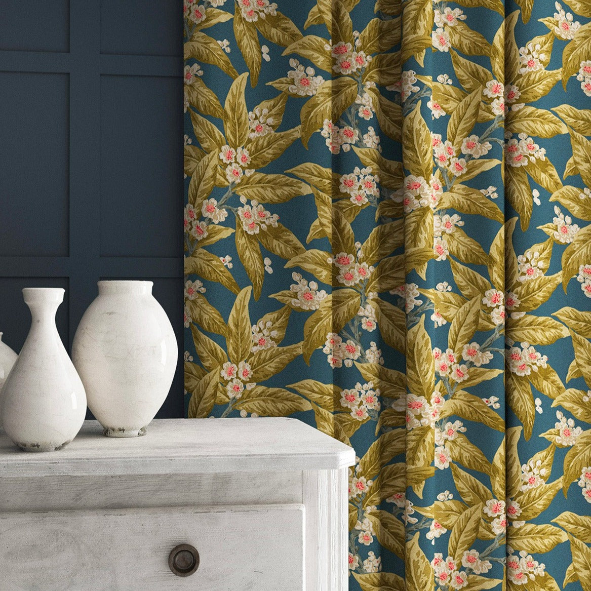 Linwood Loseley Velvet Airforce Blue FR Made to Measure Curtains