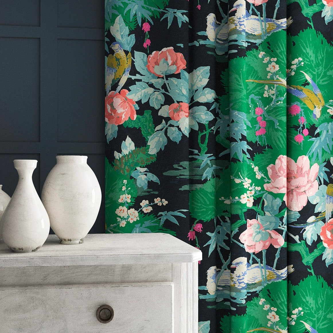 Linwood On The River Aqua FR Made to Measure Curtains