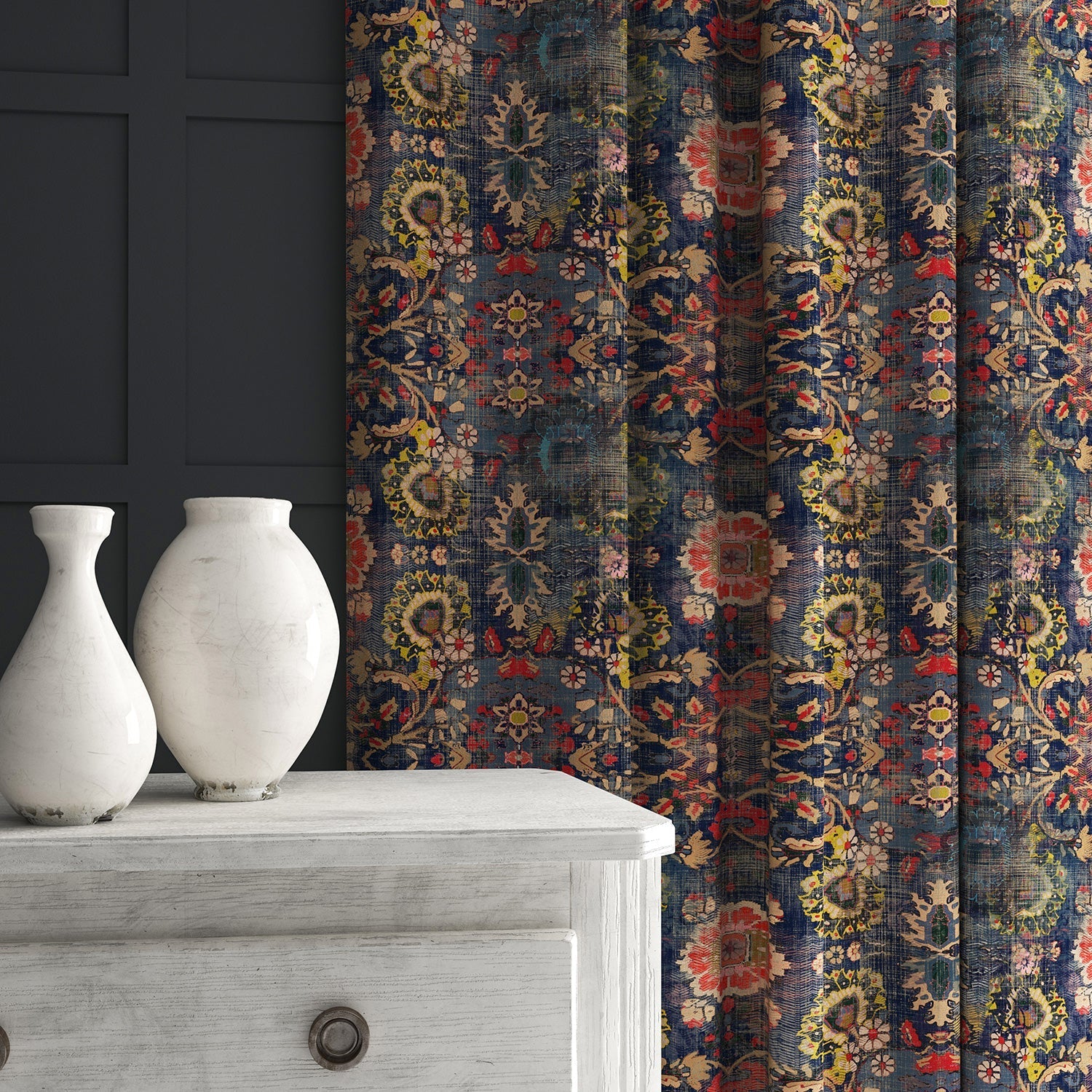 Linwood Genie Blue FR Made to Measure Curtains