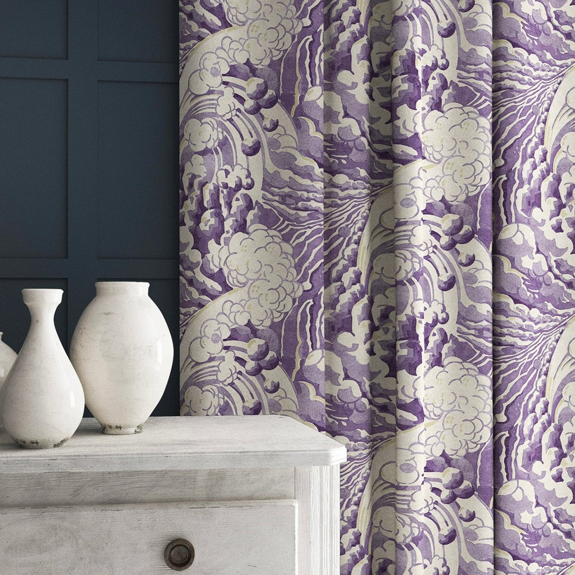 Linwood The Wave Mauve FR Made to Measure Curtains
