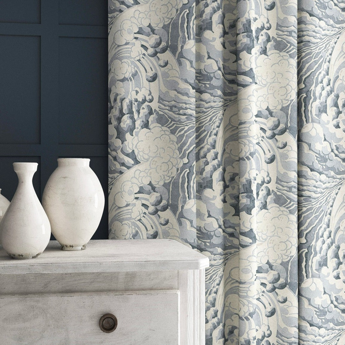 Linwood The Wave Moonbeam FR Made to Measure Curtains
